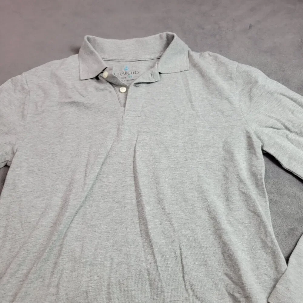 Crewcuts Shirt‎ Boys 14 Grey Solid 100% Cotton Long Sleeve Uniform Collared Top